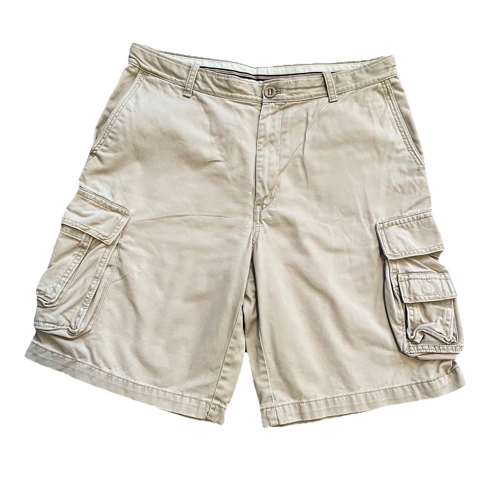 VTG IZOD Cargo Shorts Men's 34 Tan Khaki Y2K Style Baggy Streetwear